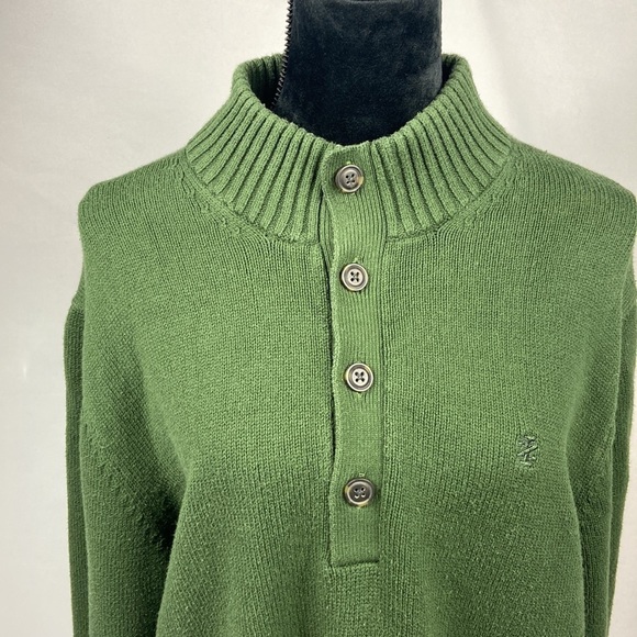 IZOD Green Knit Button Up Heavy Sweater - Picture 3 of 7